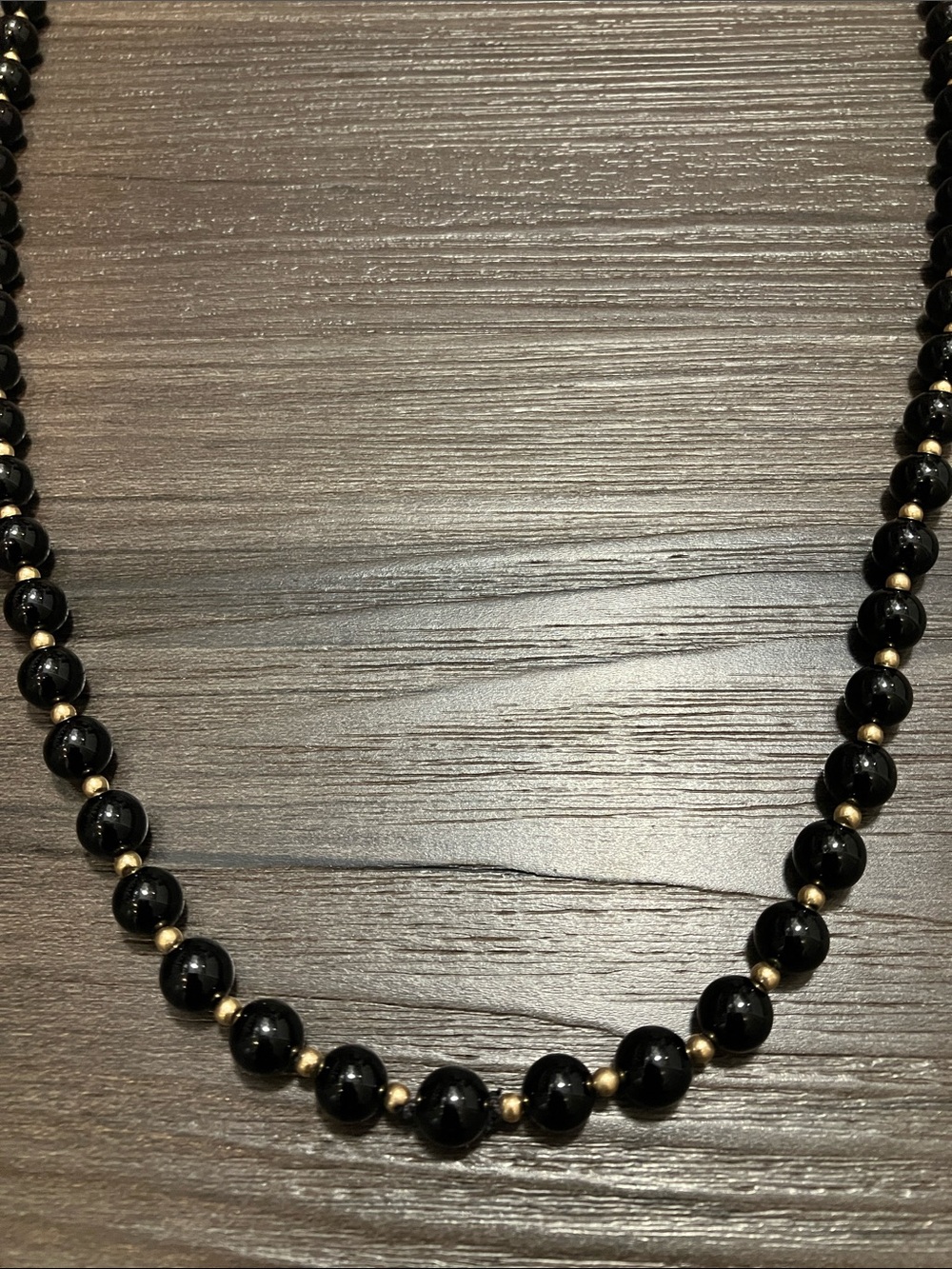 32” strand of 14K balls & Genuine Onyx - Picture 6 of 16